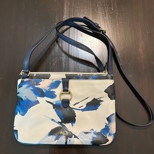Ralph Lauren white & blue leather cross body